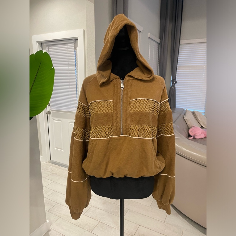 Free People Movement Win Win Hoodie Oversized Brown Size S - Picture 2 of 6